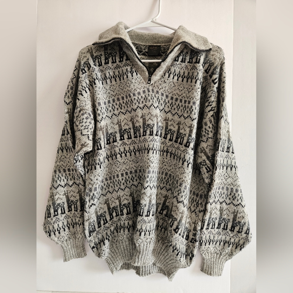 Mens Alpaca Sweater Medium Made In Peru